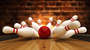 Bowling vuruşu. 3d işlenmiş