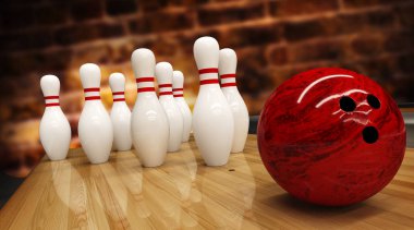 Bowling vuruşu. 3d işlenmiş