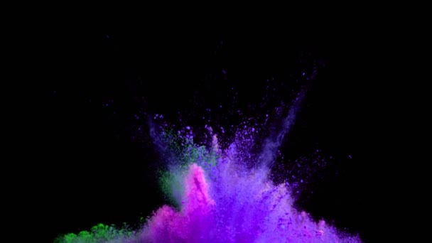 黒の背景に隔離された色の粉体爆発の超遅い動き 高速シネマカメラ 1000Fpsで撮影 — ストック動画