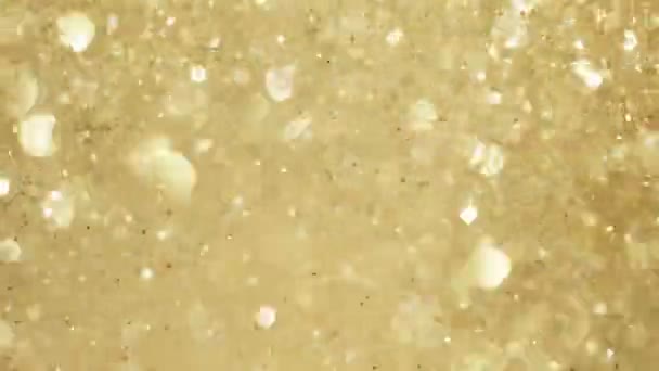 Супер Повільний Рух Блискучих Золотих Частинок Чорному Тлі Невелика Глибина — стокове відео
