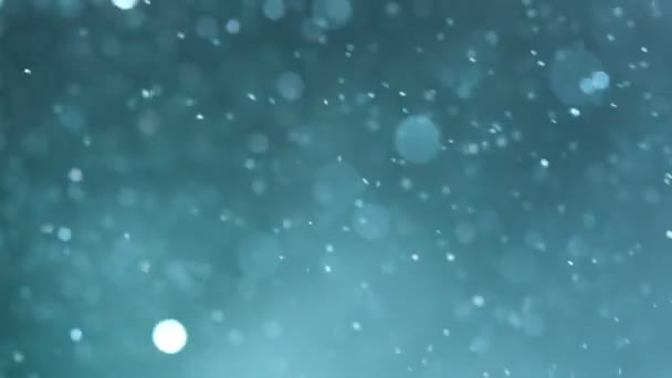 Szuper Lassú Mozgás Csillogó Kék Részecskék Sekély Mélységű Fókusz Forgatták — Stock videók