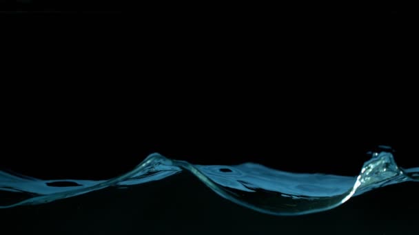 Super Slow Motion Splashing Water Isolated Black Background Filmed Very — Stock Video