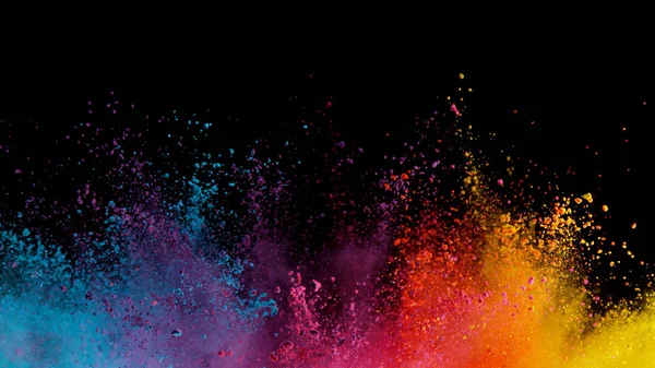 Explosion of colored powder on black background — Stock Photo, Image