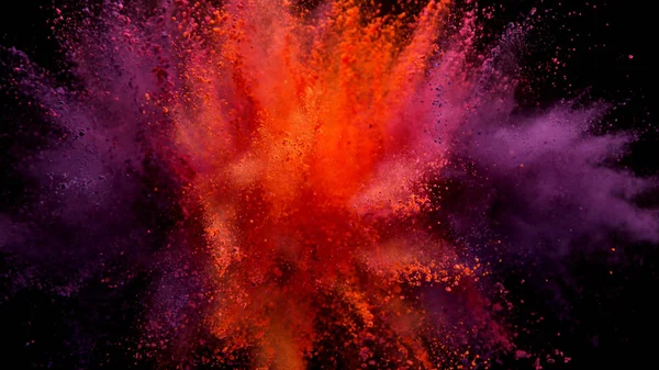 Siyah arka plan üzerinde renkli toz patlama