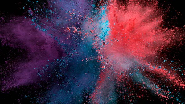 Esplosione di polvere colorata su sfondo nero — Foto Stock