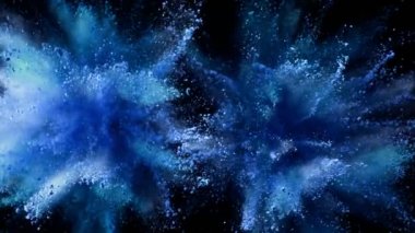 Siyah arka planda izole edilmiş süper yavaş renkli barut patlaması. Yüksek hızlı sinema kamerası, 1000fps.