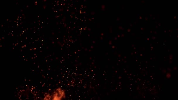 Super Slow Motion Fire Sparks Isolated Black Background Filmed High — Stock Video