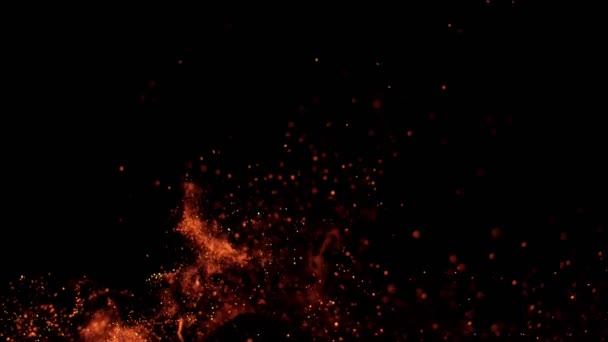 Szuper Lassított Felvétel Fekete Háttérben Izolált Tüzes Szikrákról Nagy Sebességű — Stock videók