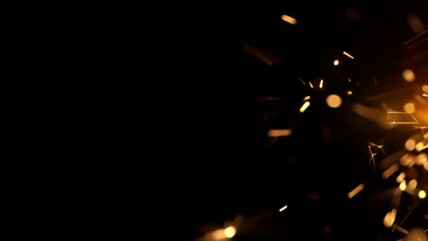 Super Slow Motion Burning Sparklers Black Background Filmado Câmera Cinema — Vídeo de Stock