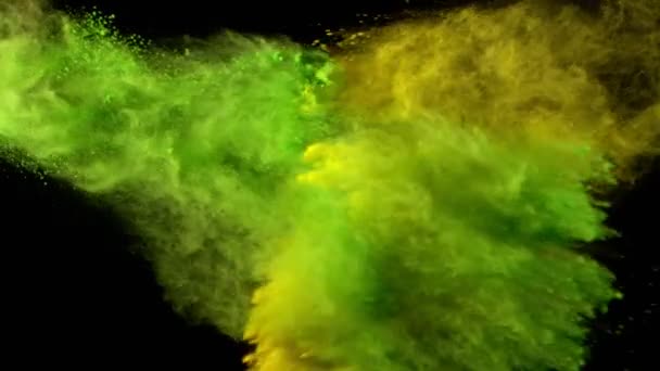 黒の背景に隔離された色の粉体衝突の超遅い動き 高速シネマカメラ 1000Fpsで撮影 — ストック動画