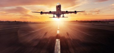 Büyük iki katlı ticari jetliner kalkış