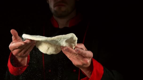 Super Slow Motion Kock Bearbetning Pizza Jäst Deg Inspelning Höghastighetsbio — Stockvideo