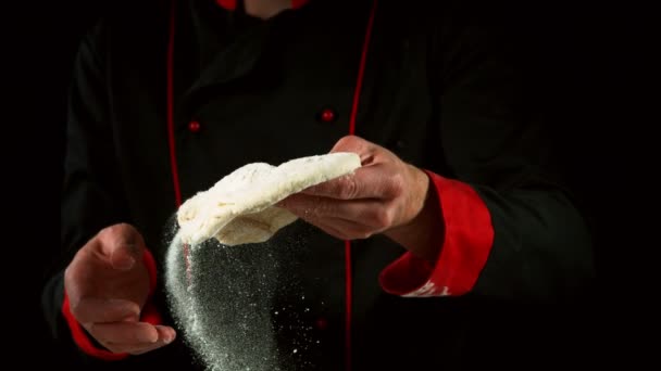 Super Powolny Ruch Szefa Kuchni Przetwarzającego Ciasto Drożdżowe Pizzy Nagrywane — Wideo stockowe