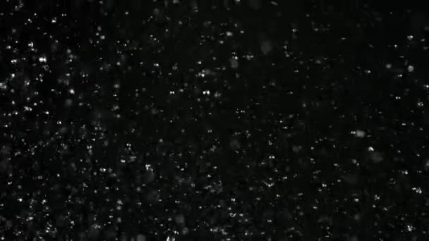 Супер Замедленная Съемка Брызг Воды Снятая Макрообъектив Чёрный Фон Снято — стоковое видео