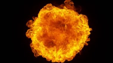 Süper Yavaş Ateş Patlaması Kara Arkaplanda izole edildi. Yüksek Hız Kamerası 'nda çekildi, 1000 fps.