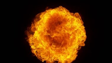 Süper Yavaş Ateş Patlaması Kara Arkaplanda izole edildi. Yüksek Hız Kamerası 'nda çekildi, 1000 fps.