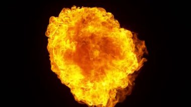 Süper Yavaş Ateş Patlaması Kara Arkaplanda izole edildi. Yüksek Hız Kamerası 'nda çekildi, 1000 fps.