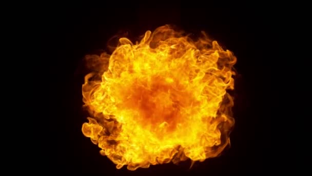 Super Slow Motion Fire Blast Isoliert Auf Schwarzem Hintergrund Gefilmt — Stockvideo