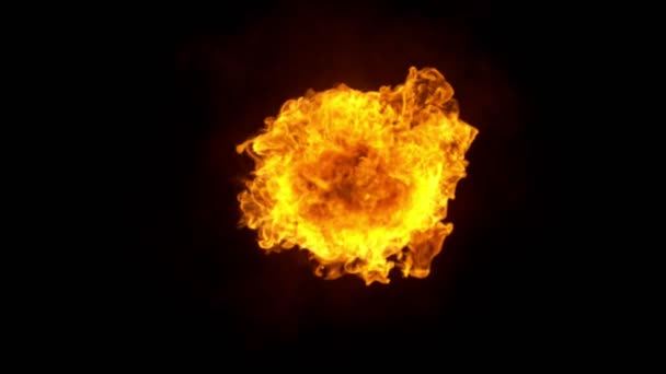 Super Slow Motion Fire Blast Isolated Black Background Filmed High — Stock Video