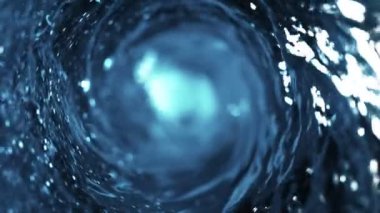 Hortum şeklinde dönen suyun süper yavaş çekimi. Yüksek hızlı sinema kamerası, 1000 fps..