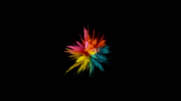 Super Slow Motion Coloured Powder Explosion Isolated Black Background Filmed — Stock Video