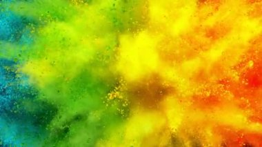 Renkli barut patlamasının süper yavaş çekimi. Yüksek hızlı sinema kamerası, 1000fps.