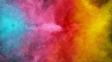 Renkli barut patlamasının süper yavaş çekimi. Yüksek hızlı sinema kamerası, 1000fps.