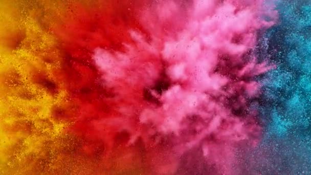 Super Slow Motion Coloured Powder Explosion Filmed High Speed Cinema — Stock Video