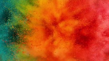 Renkli barut patlamasının süper yavaş çekimi. Yüksek hızlı sinema kamerası, 1000fps.