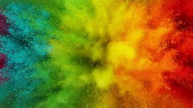 Renkli barut patlamasının süper yavaş çekimi. Yüksek hızlı sinema kamerası, 1000fps.