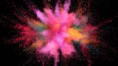 Siyah arkaplanda soyut renkli barut patlaması