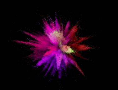 Siyah arkaplanda soyut renkli barut patlaması