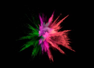Siyah arkaplanda soyut renkli barut patlaması