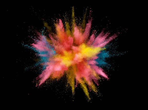 Абстрактный Цветной Взрыв Пороха Черном Фоне — стоковое фото