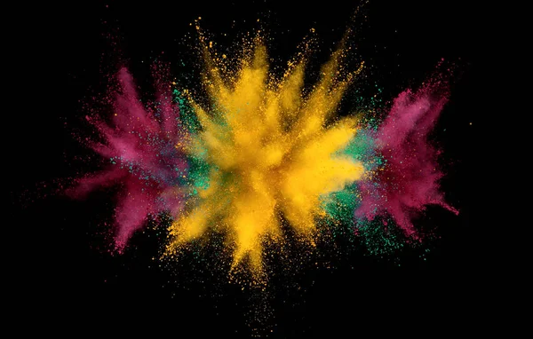 Abstract Gekleurde Poeder Explosie Zwarte Achtergrond — Stockfoto