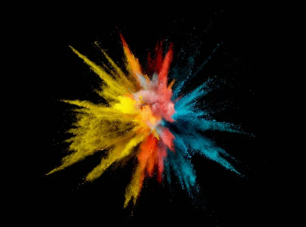 Abstract Coloured Powder Explosion Black Background — Stock Photo, Image