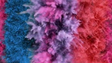 Renkli barut patlamasının süper yavaş çekimi. Yüksek hızlı sinema kamerası, 1000fps.