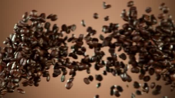 Super Slow Motion Chicchi Caffè Collisione Girato Cinepresa Alta Velocità — Video Stock