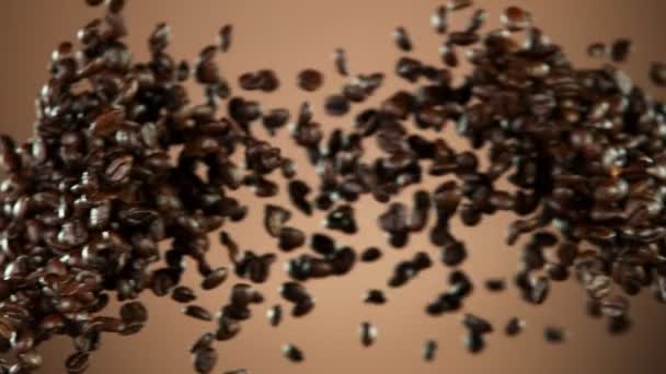 コーヒー豆の衝突の超遅い動き 高速フィルムカメラで撮影しました — ストック動画