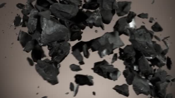 煤块碰撞的超级慢动作 用高速摄像机拍摄 每秒1000英尺 — 图库视频影像