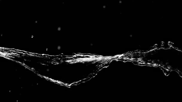 Super Slow Motion Splashing Water Isolated Black Background Filmed Very — Stock Video