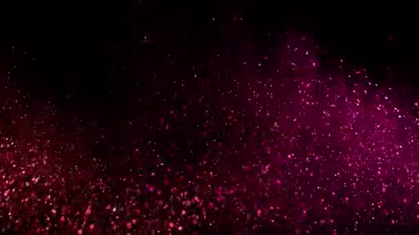 Super Langsom Bevægelse Glitrende Farvede Partikler Sort Baggrund Langsom Dybde – Stock-video