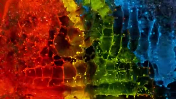 Super Slow Motion Abstract Colored Splashes Explosions Filmed Top Filmé — Video