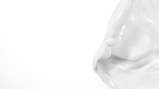 Super Slow Motion Spruzzi Latte Volante Sfondo Bianco Girato Cinepresa — Video Stock