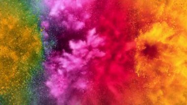 Renkli barut patlamasının süper yavaş çekimi. Yüksek hızlı sinema kamerası, 1000fps.