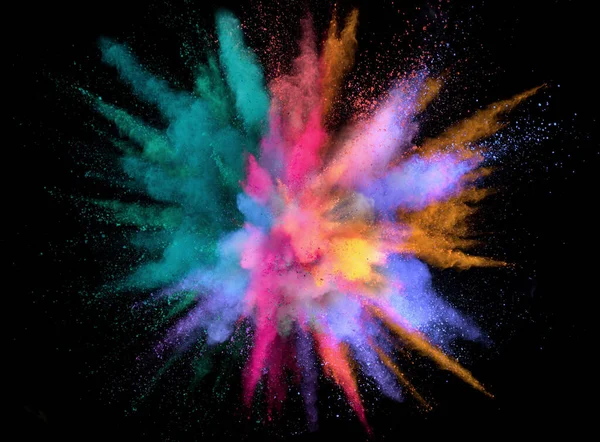 Colorful Abstract Powder Background Color Spectrum Isolated Black Background — Stock Photo, Image