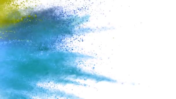 Mișcarea Foarte Lentă Exploziei Pulbere Colorată Izolată Fundal Alb Filmat — Videoclip de stoc