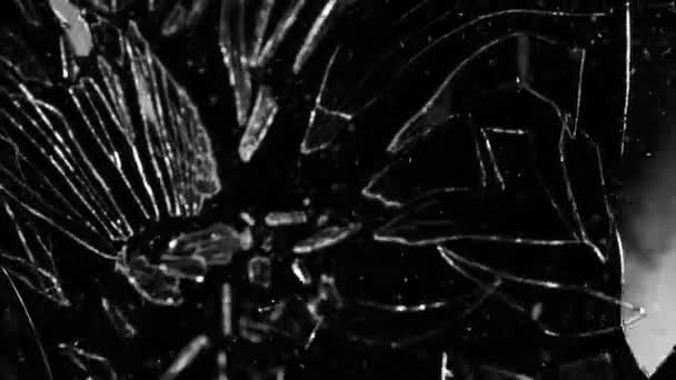 Σούπερ Αργή Κίνηση Του Θρυμματισμένου Γυαλιού Μαύρο Φόντο Κινηματογραφήθηκε Κάμερα — Αρχείο Βίντεο