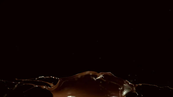 Abstract Shape Splashing Hot Chocolate Isolated Black Background — Stock Photo, Image