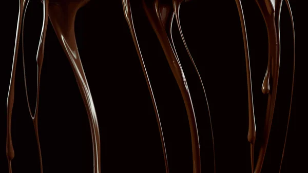 Splashing Melted Chocolate Isolated Black Background — Stock Photo, Image